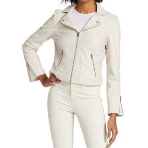 Lamarque Deborah Cream 100% Lamb Leather Jacket Size: S